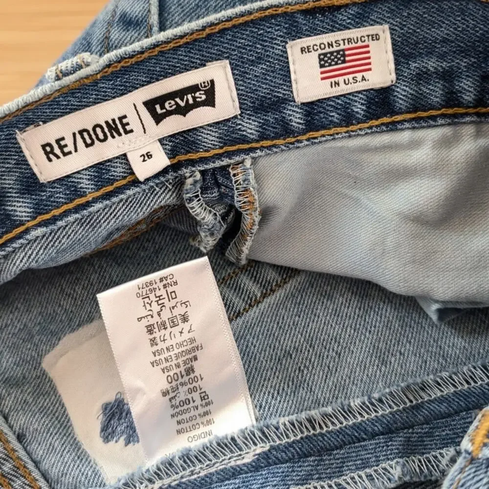 NWT RE/DONE Levi's Cotton Handkerchief Denim Skirt in Indigo, size 26